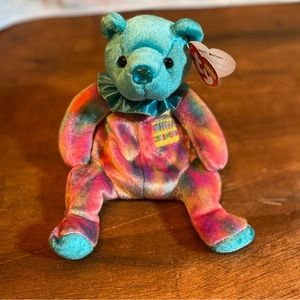 💥Ty beanie baby DECEMBER birthday bear💥 TURQUOISE